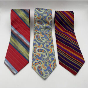 Lot of 3 Altea Men's Ties Colorful Striped Paisley Silk EUC Neckties Multicolor